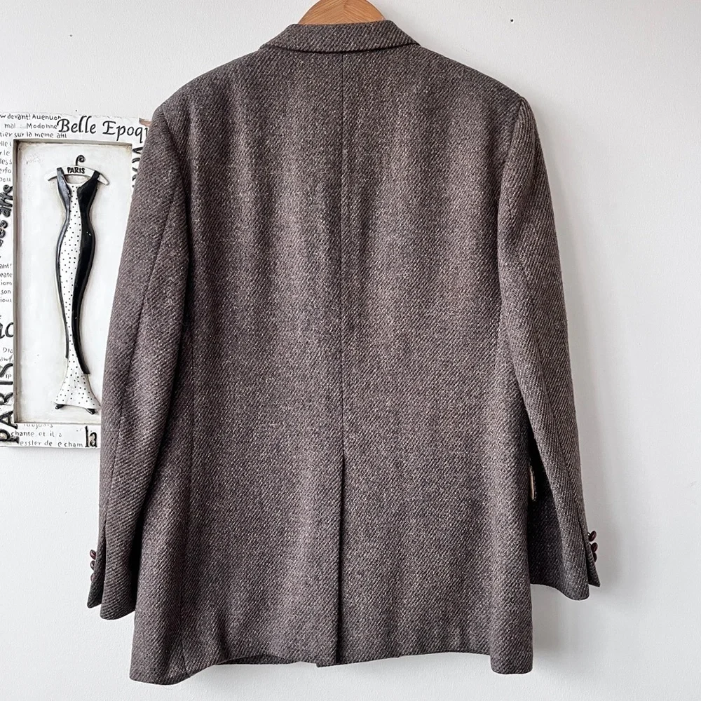 Vintage Men’s Bill Blass Tweed Wool Brown Single Breasted Blazer Size 42